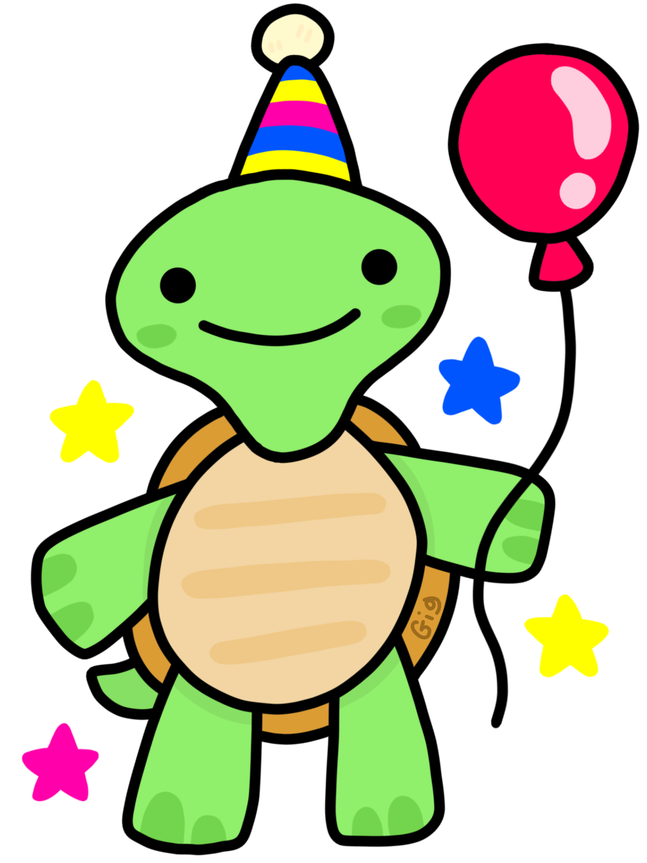 Digital illustration of Party Turtle